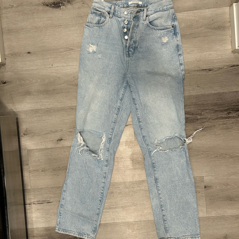 High-Rise Light Blue Distressed Women’s Jeans